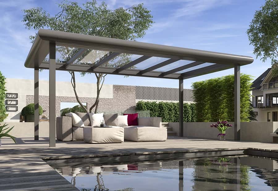 Flachdach-Terrassenüberdachung aus dem TOPSUN-Produktangebot